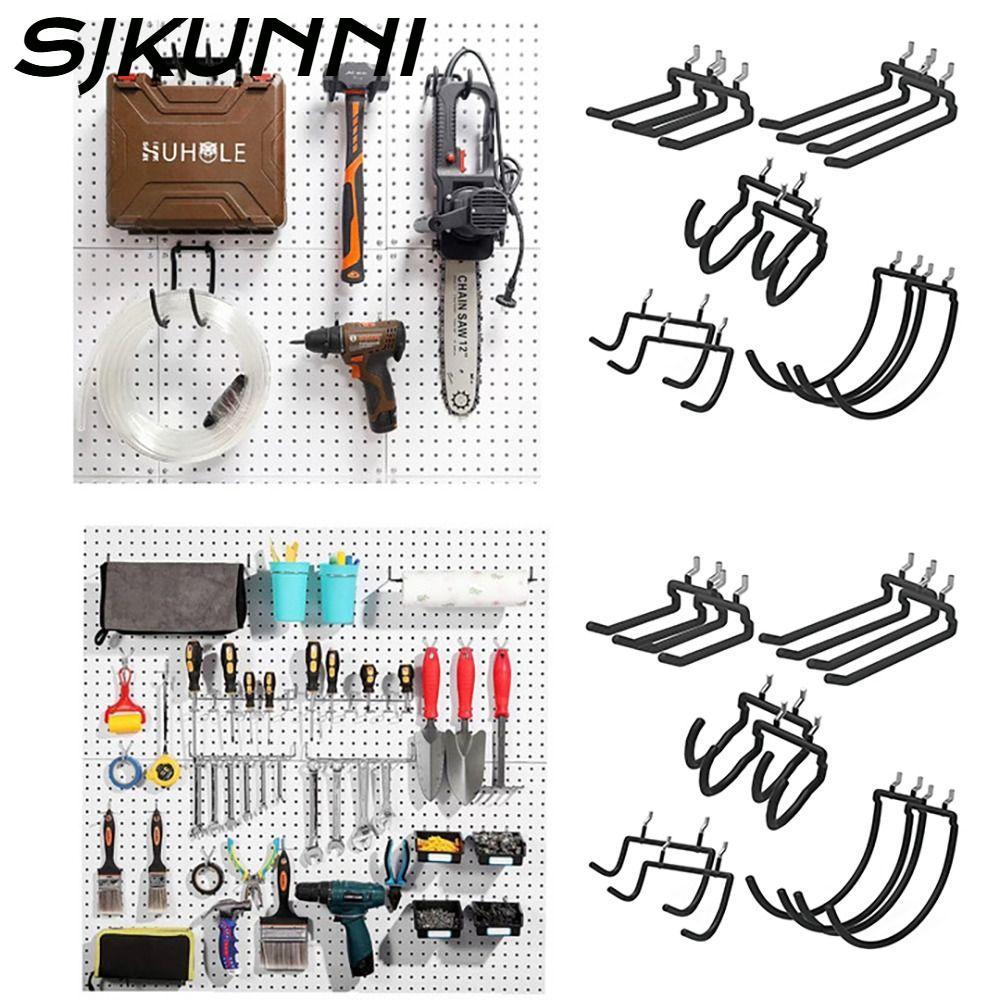 SJKUNNI โรงรถตะขอยูทิลิตี้จักรยาน Pegboard ผู้ถือเครื่องมือไฟฟ้า Pegboard เจาะผู้ถือ Heavy Duty ตะขอ
