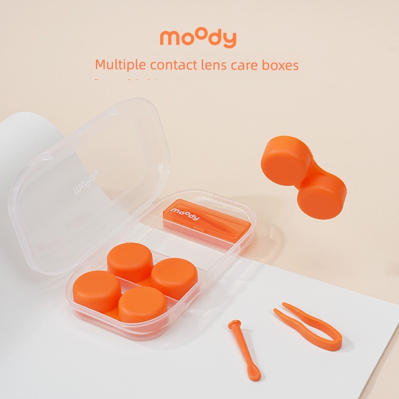 ตลับคอนแทคเลนส์ Moody กล่องใส่คอนแทคเลนส์เรียบง่ายพกพาสะดวกกล่องดูแลคู่หูกล่องสามชั้นกล่องเก็บความรู