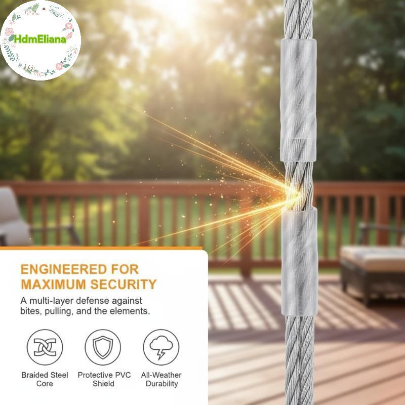 HdmEliana 2 ชิ้น Double-headed Dog Tie Out Cable Break Resistance Steel สายจูงสุนัขโลหะ Bule สําหรับ