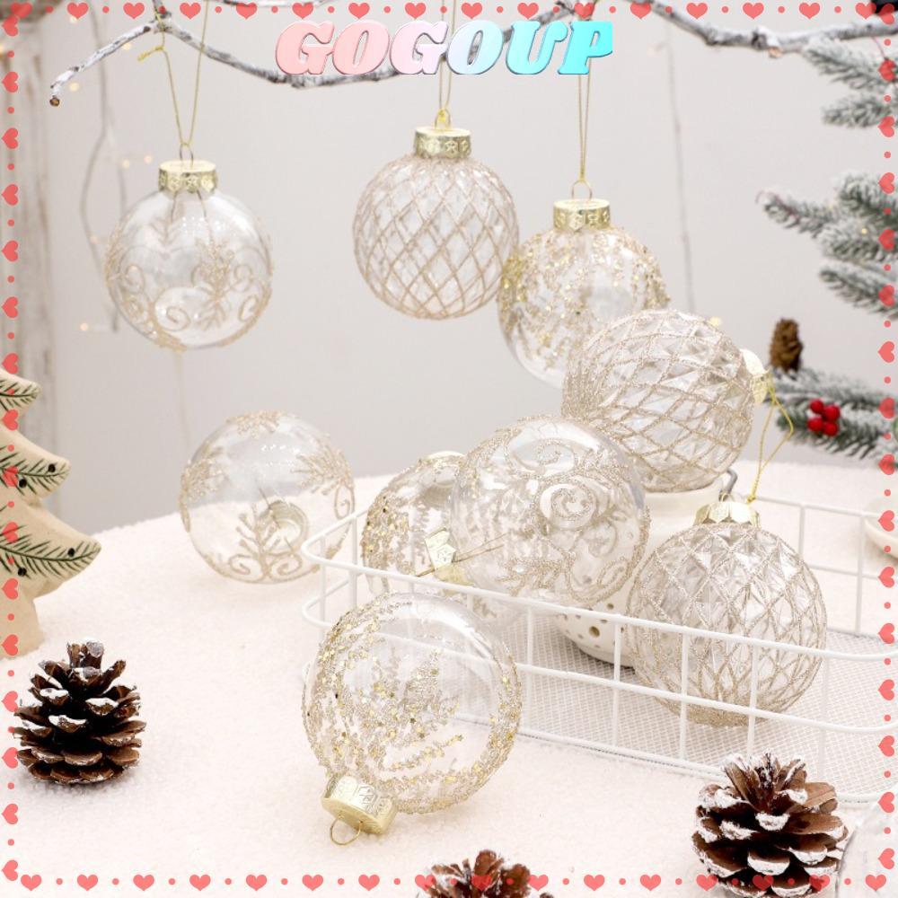 GOGOASDRF 9PCS Christmas Tree Balls,ตกแต่งบ้าน PET แขวนลูกบอล, Shatterproof พิมพ์สี 9 ซม.Navidad Xma
