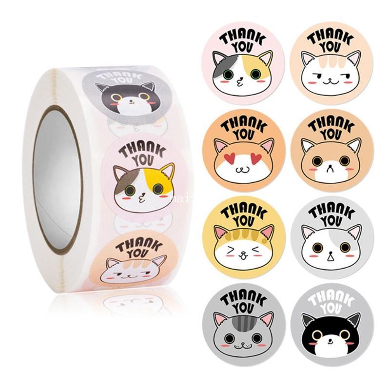 MT 500 ชิ้นสติกเกอร์สัตว์น่ารักม้วนป้ายน่ารักสําหรับ Box Craft DIY Decros