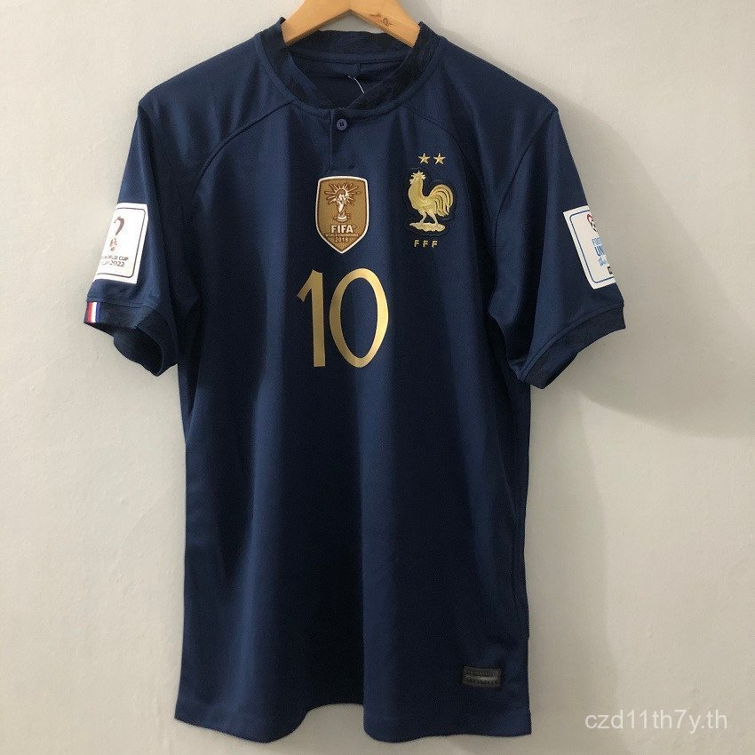 แฟนย์ย์ 2022 ฝรั่งเศสเหย้าเสื้อฟุตบอลผู้ชาย MBAPPE TOP CUP เสื้อเครื่องแบบฟุตบอล