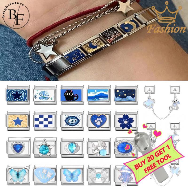 สร้อยข้อมือ charm สไตล์อิตาเลียน ขนาด 9 มม. สแตนเลส สไตล์เรโทร เหมาะสำหรับการสวมใส่และตกแต่ง