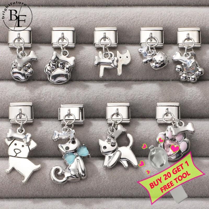 สร้อยข้อมือcharm ลายพู่_cat paw สไตล์อิตาเลียน สแตนเลส เหมาะสำหรับทำเป็นเครื่องประดับแบบretroและDIY