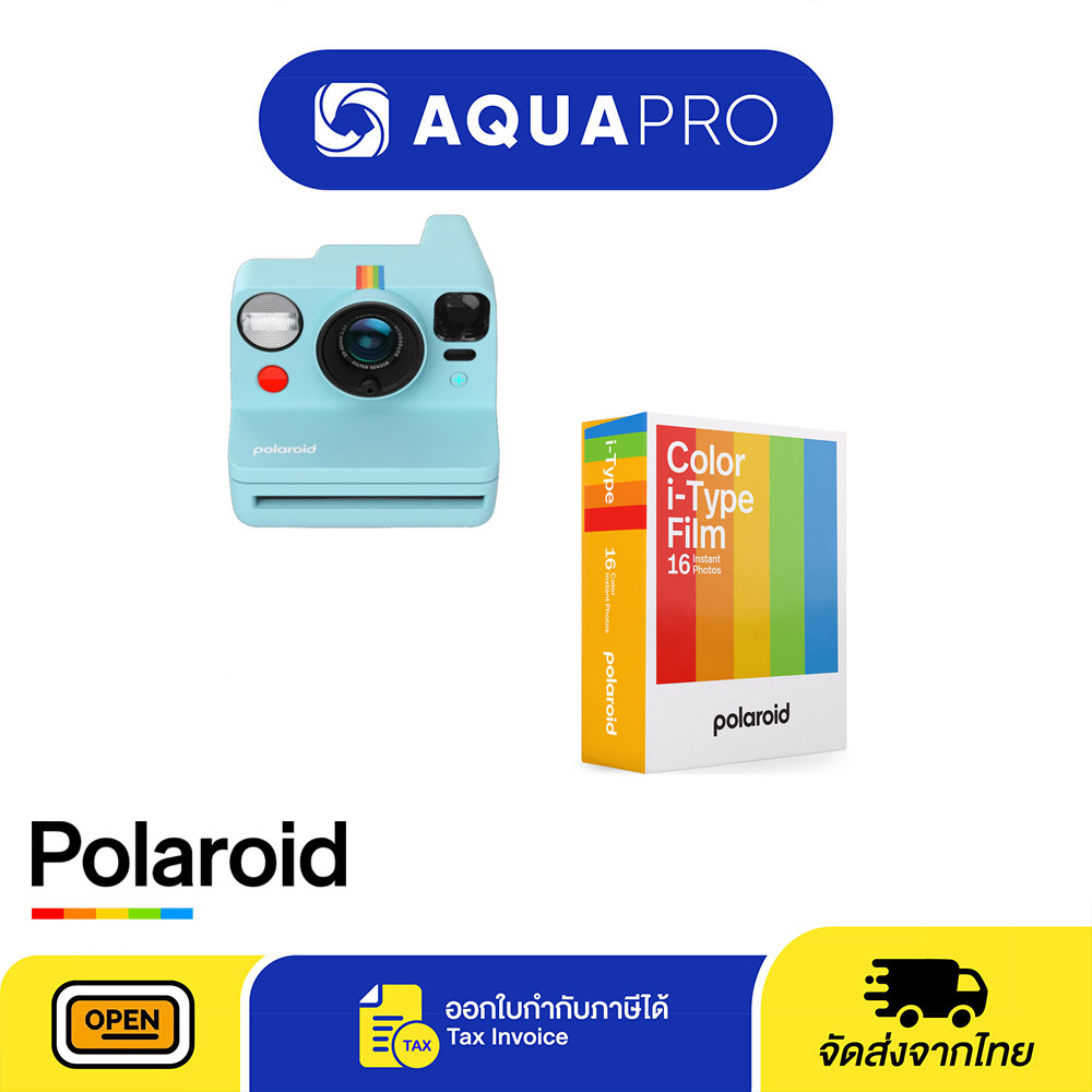 Polaroid Now+ Generation 3 Arctic Blue สีฟ้า+Polaroid Color Film I-Type Instant Film x 2 Double Pack