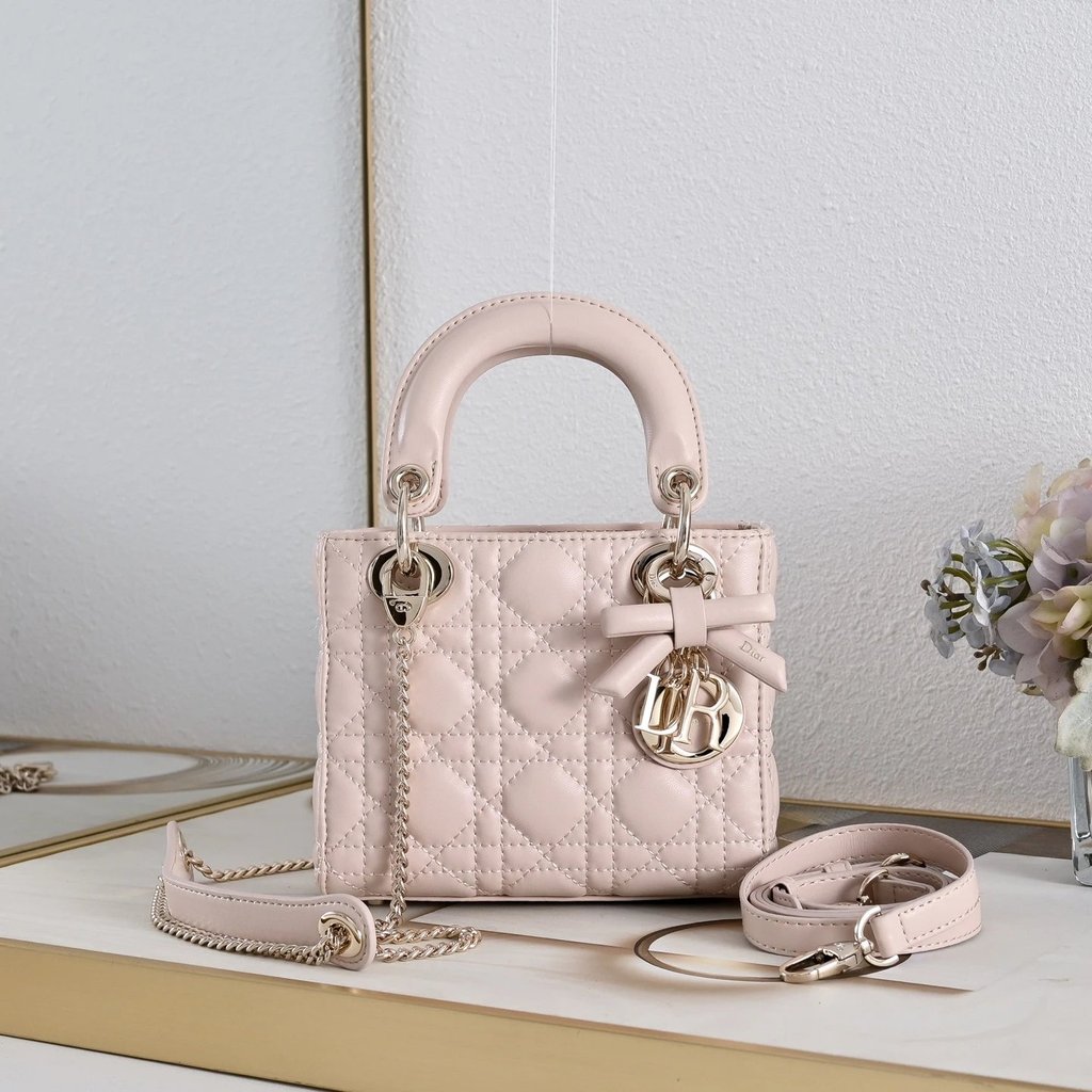 Dior Three-Grid Bow Mini อัพเกรดใหม่ mini Lady Bow Three-Grid Four-Grid Five-Grid Collection Classic