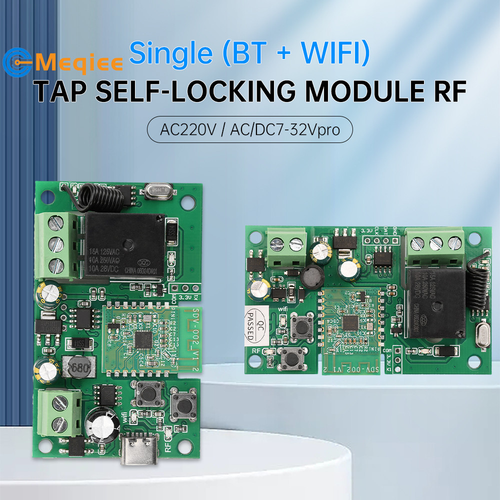AC220V AC/DC7-32V/DC5V Pro Single Channel Self-LockingอัจฉริยะWifiบลูทูธรีเลย์โมดูลรองรับ 433Mhz RFร