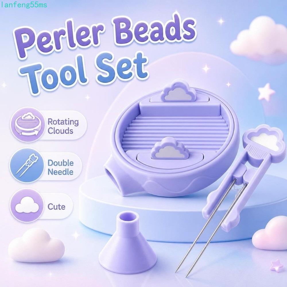LANFENG Perler Bead Sorting Tray Kit, Funnel Creative Fuse Bead Tools, Handmade Double Needle Pen Cu