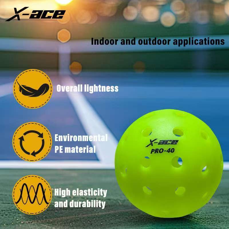 X-ace Pro 40 Pickleball Balls 40 Holes Outdoor Court Pack Bulk สําหรับ Pro Tournaments & Training