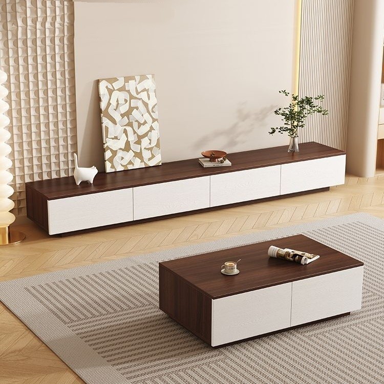 Modern Minimalist TV & Coffee Table set, COLOR BLOCK wooden TV cabinet & Coffee Table for Small Spac