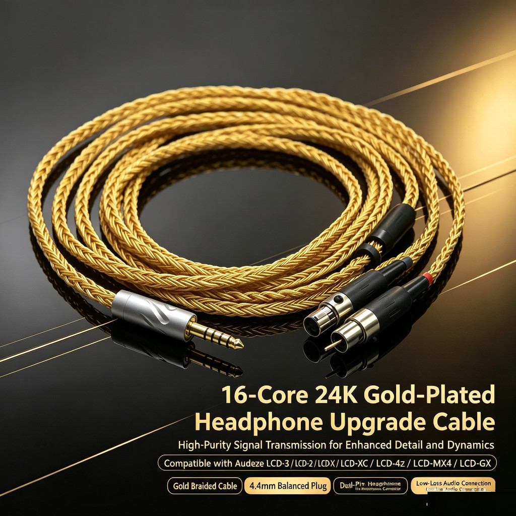 16 Core 24k Gold Plated สายหูฟังสําหรับ Audeze LCD-3 LCD-2 LCD-X LCD-XC LCD-4z LCD-MX4 LCD-GX หูฟัง