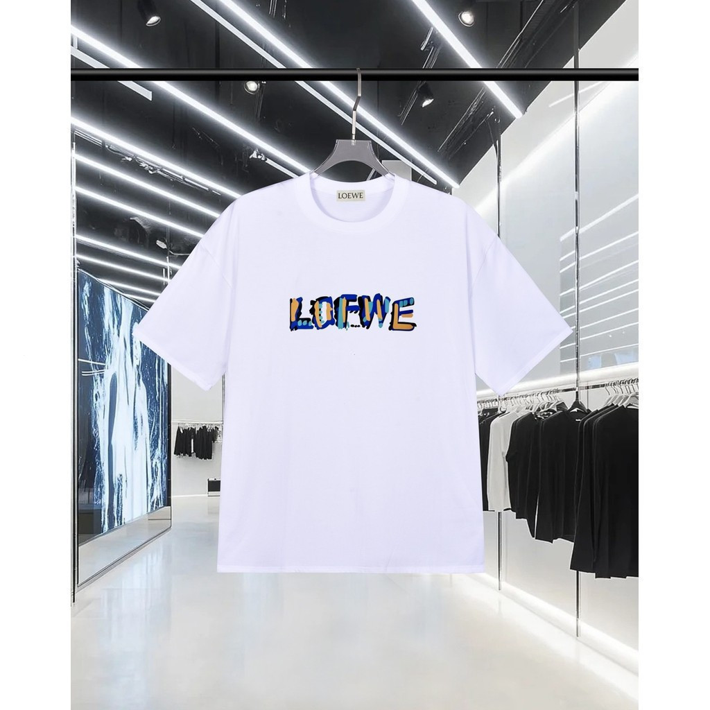 Loewe/Loewe/2026 คลาสสิกรอบคอแขนสั้นเสื้อยืดผู้ชายผู้หญิงสไตล์ใหม่ฐานด้านบนด้านในเสื้อสวมหัวออกแบบ C