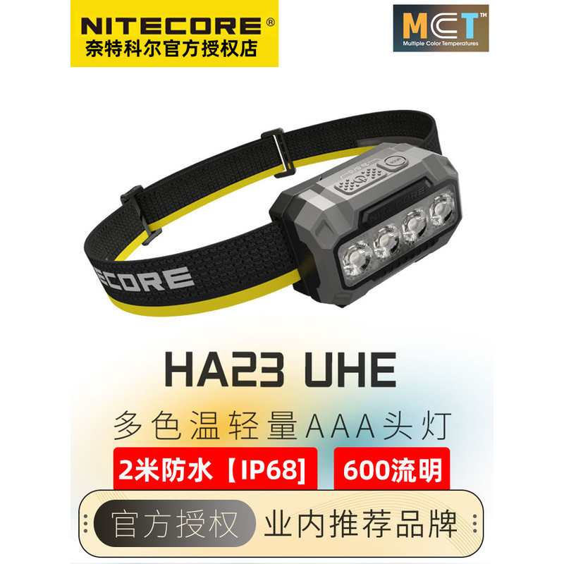 ไฟฉายคาดหัว Nitecore HA23 UHE ปรับอุณหภูมิสีได้ น้ำหนักเบา ใช้แบตเตอรี่ AAA สำหรับแคมป์ปิ้ง เดินป่า 