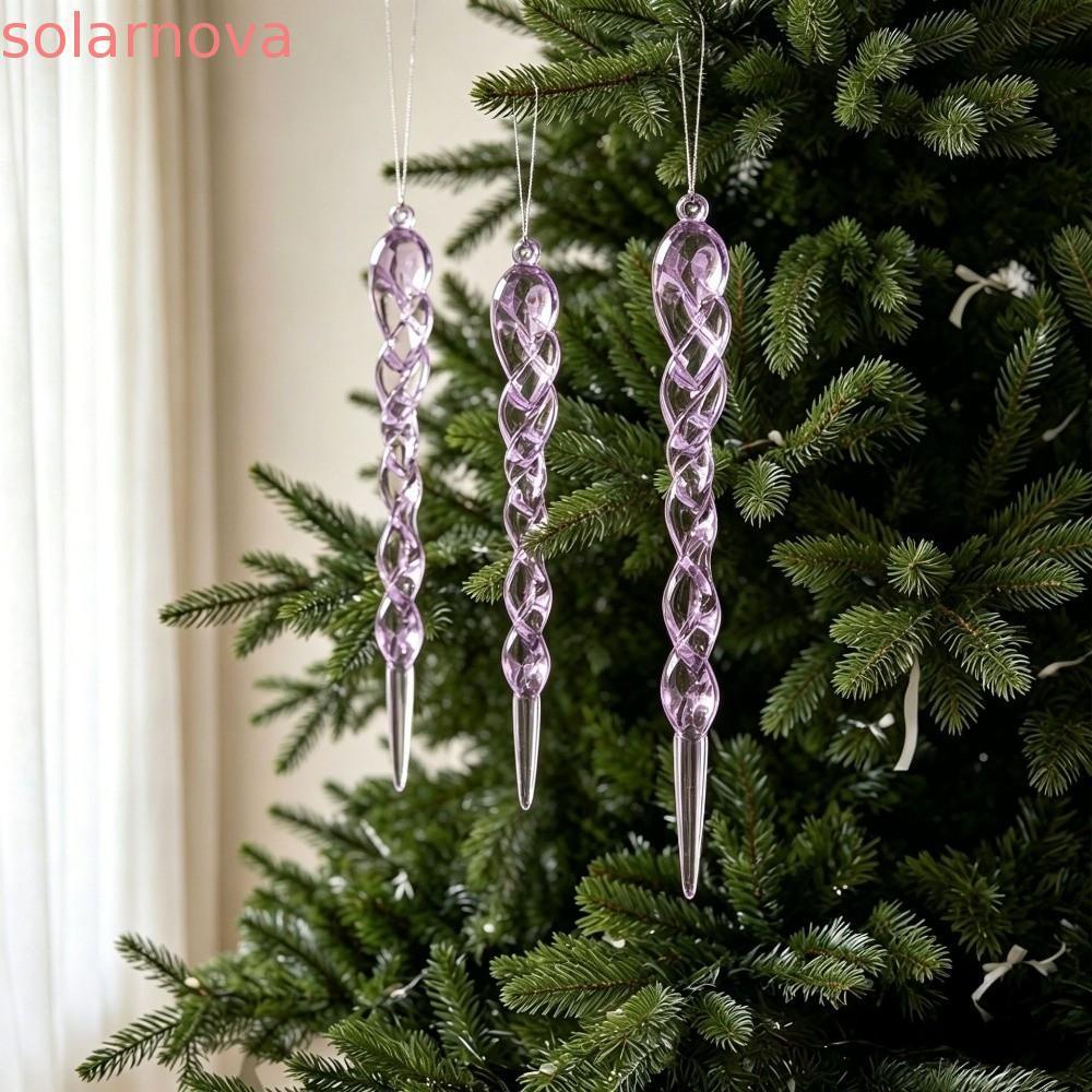 SOLARNOVA 12 ชิ้นต้นคริสต์มาส Icicle เครื่องประดับ,อะคริลิค Shatterproof Xmas Icicle จี้, Creative โ