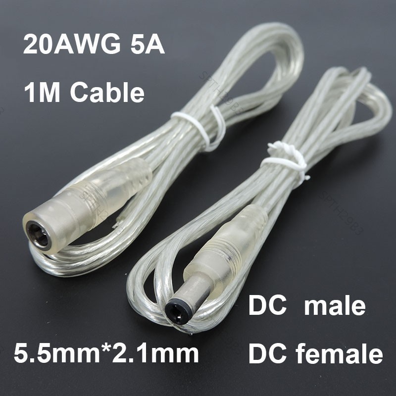 20AWG 5A สายไฟหญิงชาย DC Power Adapter Pigtail สาย 5.5 มม.2.1 มม.12V แจ็คเชื่อมต่อสายไฟ TH29B3