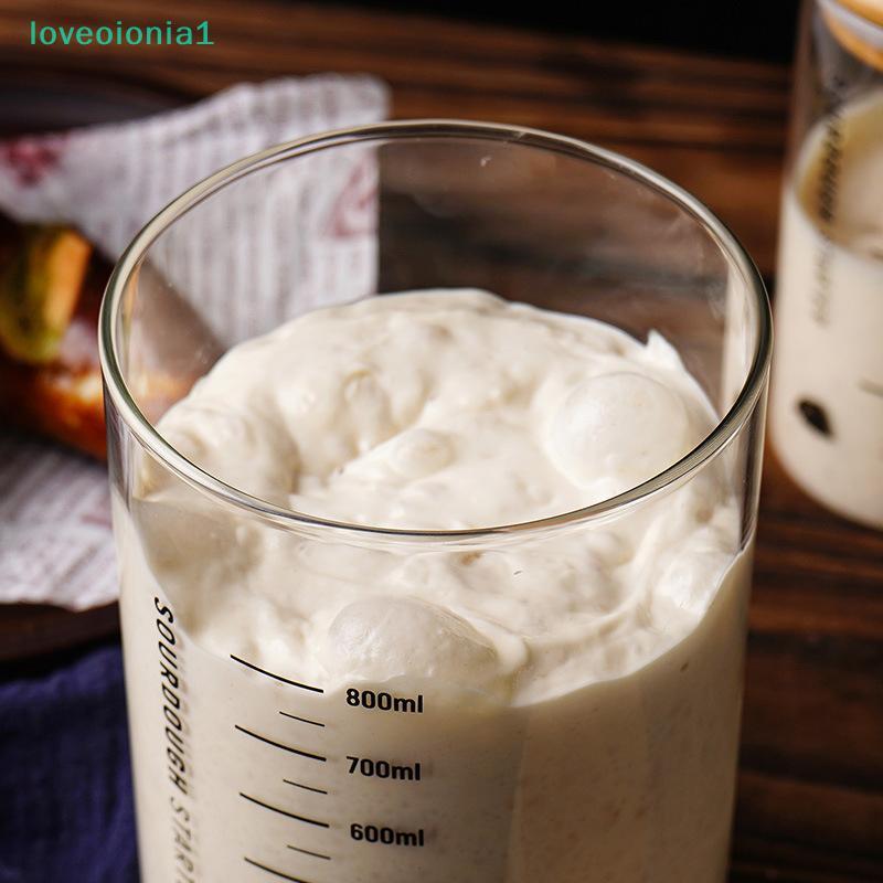 loveoionia1 300/600/900ml Sourdough Starter Jar แก้วใสทนความร้อน Sourdough Starter คอนเทนเนอร์เบเกอร