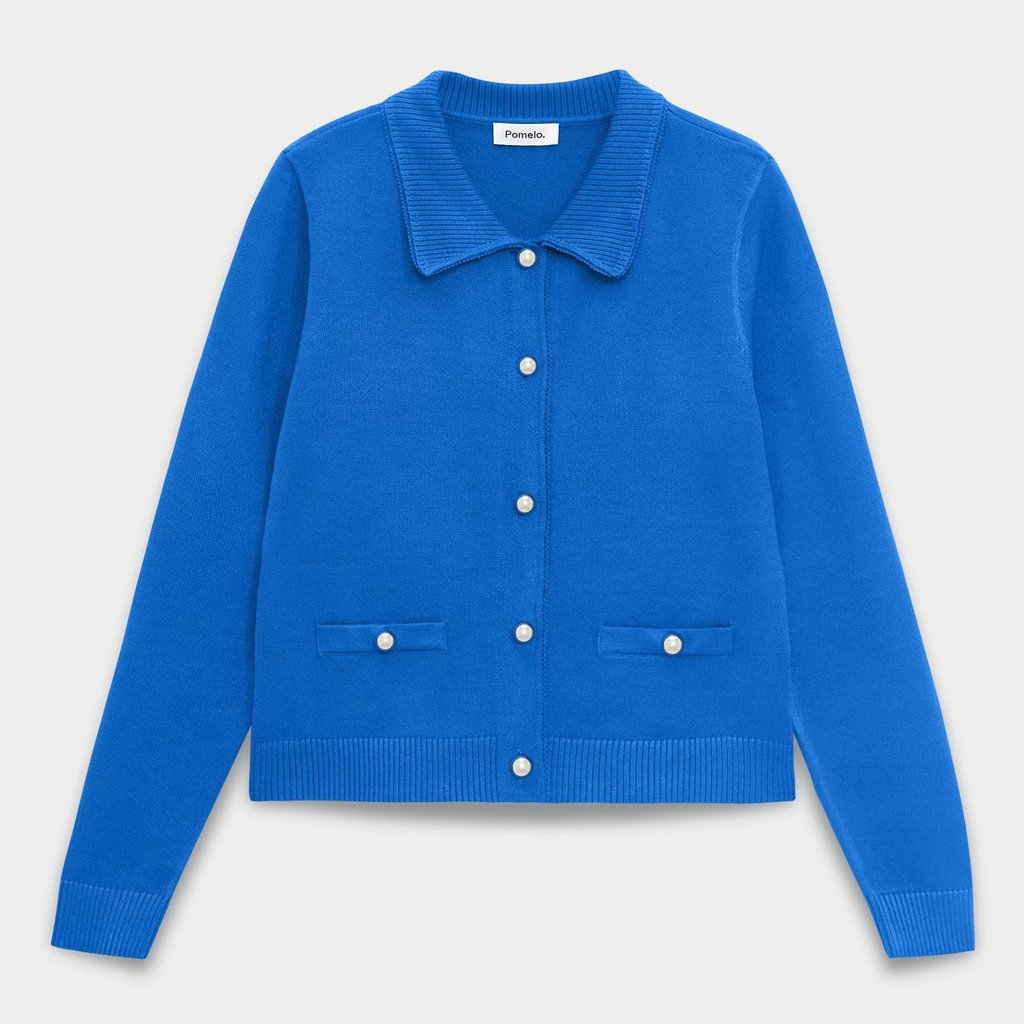 [Pomelo] เสื้อคาร์ดิแกนดีเทลปก / Collared Knit Cardigan — صورة 7