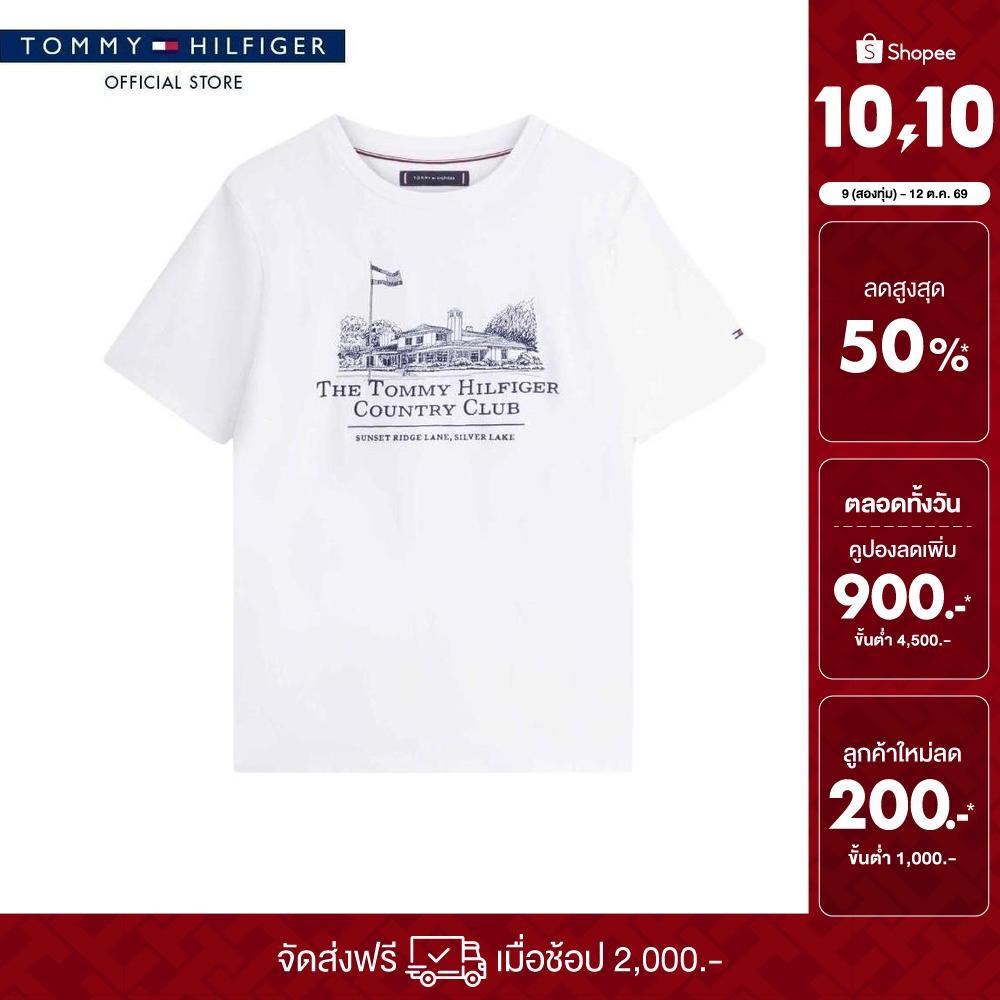 Tommy Hilfiger เสื้อยืด ผู้ชาย รุ่น MW0MW42390 YBR - สีขาว ทรง Regular