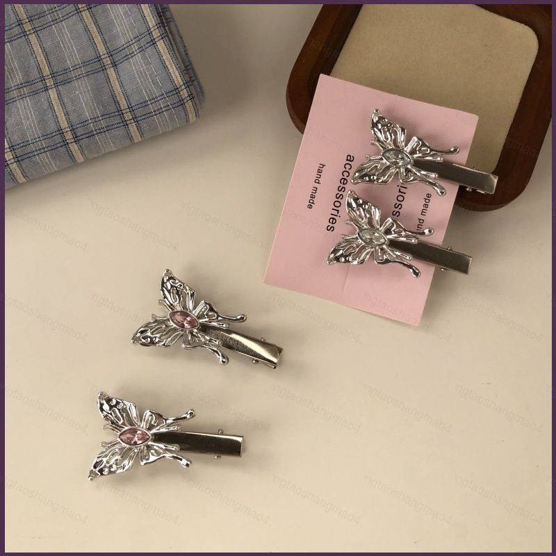 YT4 ผีเสื้อ Rhinestone Duckbill Clip ทรงคริสตัล เพื่อความสวยงาม