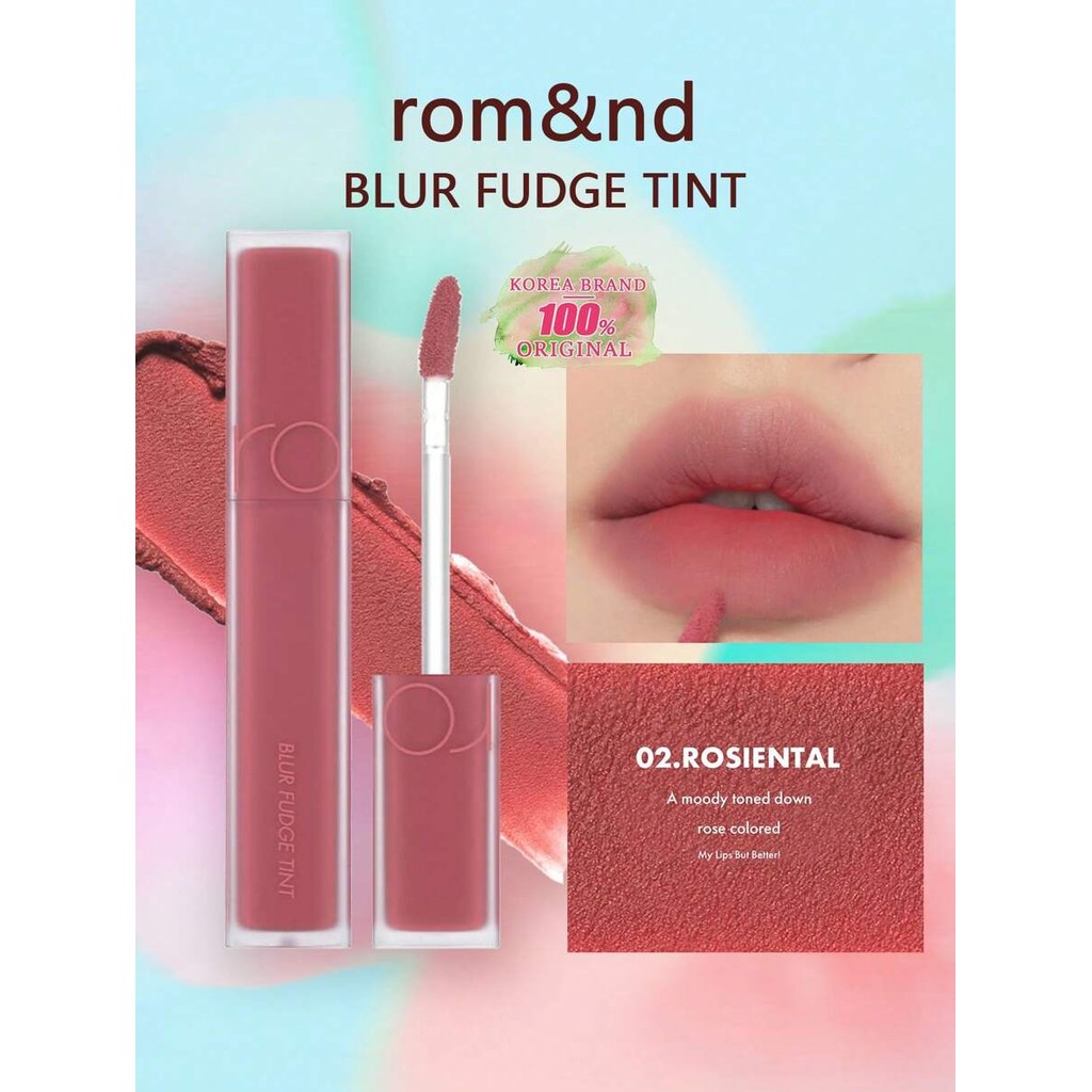 Rom&nd Romand BLUR FUDGE TINT 02 ROSIENTAL, Romand Lipstick, Lip Gloss, Matte Lip Tint Light Weight,