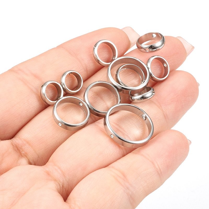 Double Hole ลูกปัด diy Handmade แหวนสร้อยข้อมือคริสตัลไทเทเนียมเหล็ก Clad เครื่องประดับวัสดุสร้อยคอล