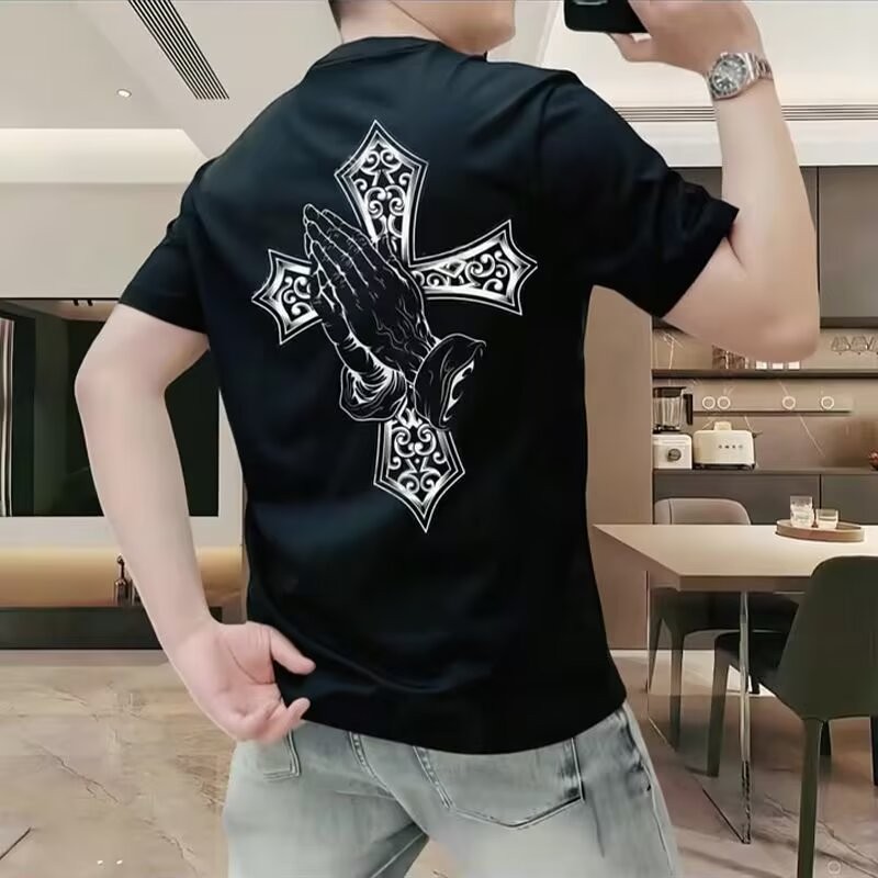 Printing COD Summer T Trendy Brand Men's T-Shirt ins Loose Five-Sleeve New Style2025Short Sleeve Tre