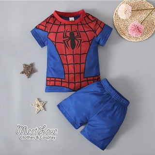 ชุดแฟนซีเด็ก ชุดสไปเดอร์แมน ชุดซุปเปอร์ฮีโร่ Spiderman ชุดฮีโร่แขนสั้น ขาสั้น ชุดลำลอง สไปเดอร์แมน