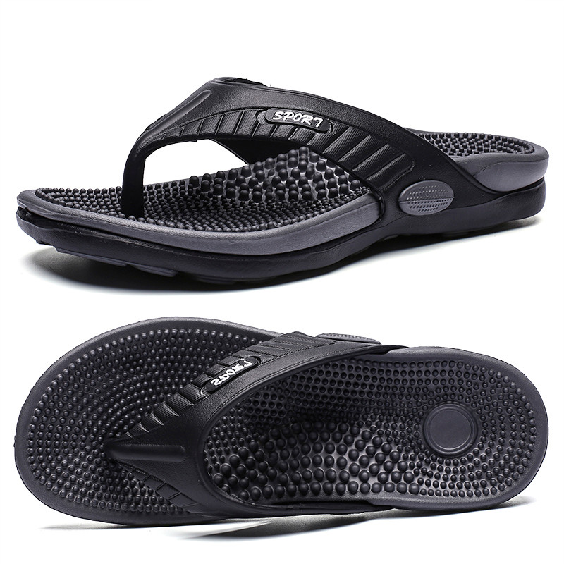 【จัดส่งในกรุงเทพฯ】2025 แฟชั่นผู้ชาย Flip Flop ยางลื่นชายหาดด้านล่างหนาคุณภาพสูง