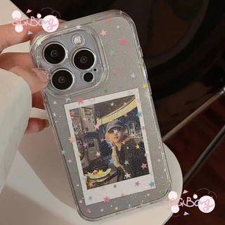 เคสไอโฟน11 สำหรับ IPhone 16 17 air 12 13 11 15 14 Pro Max XR X XS 7 15 14 Plus สีสันสดใสผงกากเพชรดาวน้อยฝาครอบพลาสติกใส