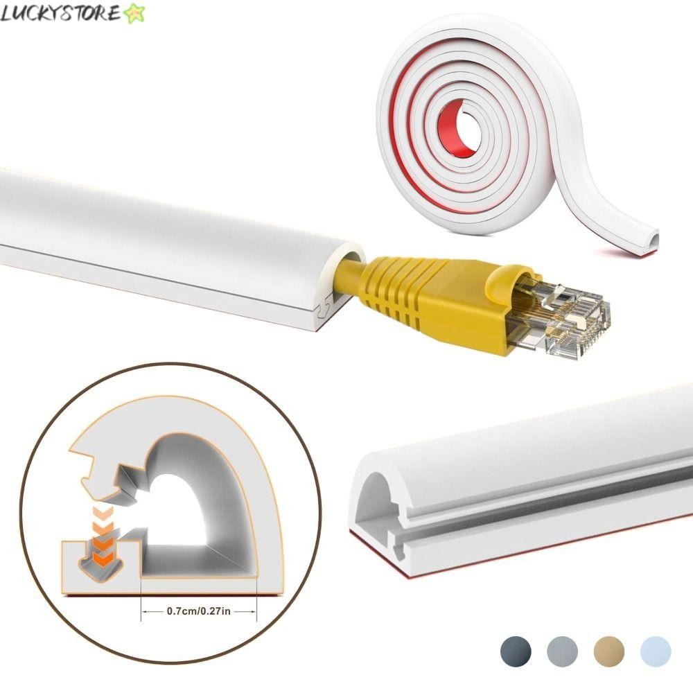 LUCKYSTORE Wall Cord Hider, 1m Raceway Wire Cover, Professional PVC ยืดหยุ่น Wall Mount Cable คอนซีล