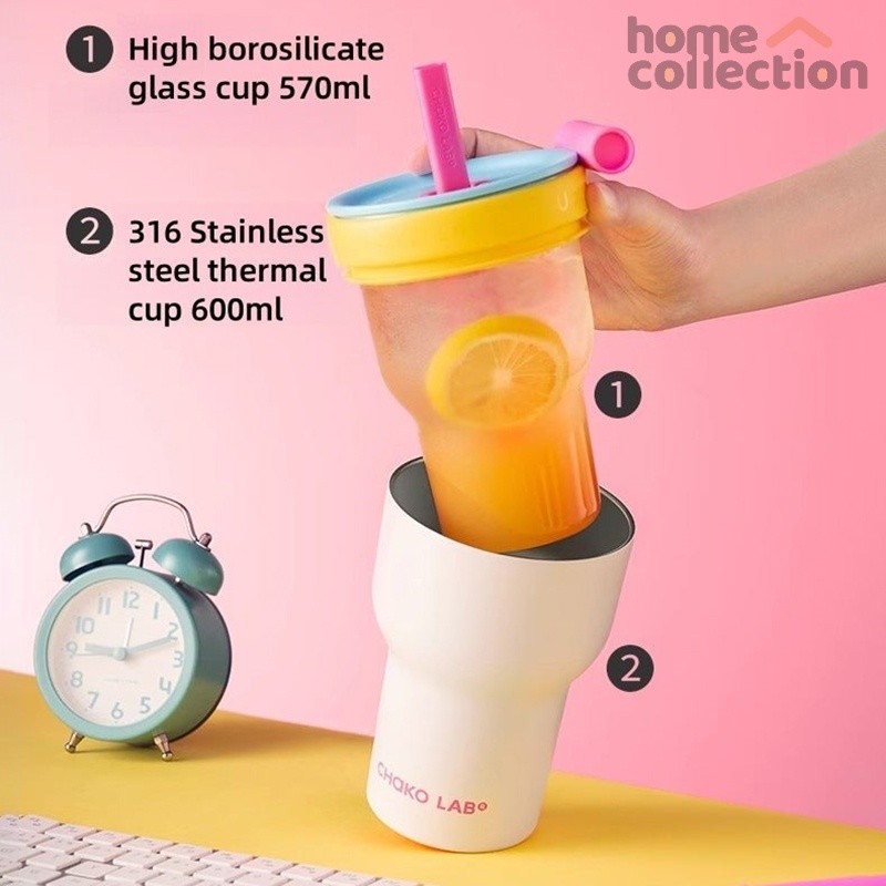 Chakolab Dual-layer Tumbler สแตนเลส 316 ถ้วยแก้วโบโรซิลิเกตสูงสองชั้น แก้ว coffee cup แก้วกาแฟ ของขวัญ - รูปที่ 2