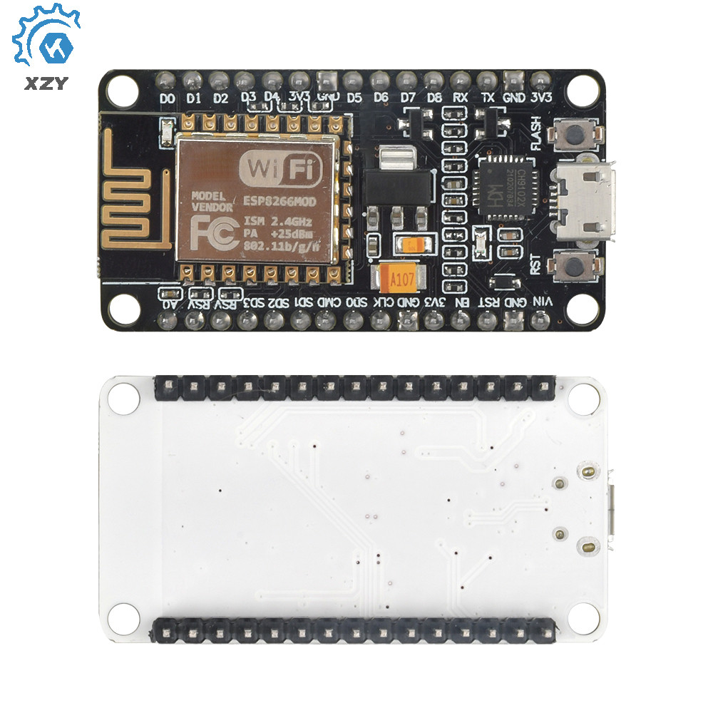 Nodemcu Lua V2.1 ESP8266 ESP-12F บอร์ดพัฒนา WIFI Micro USB- CH9102X กระดานดําพร้อมปุ่มแฟลชและปุ่ม RS