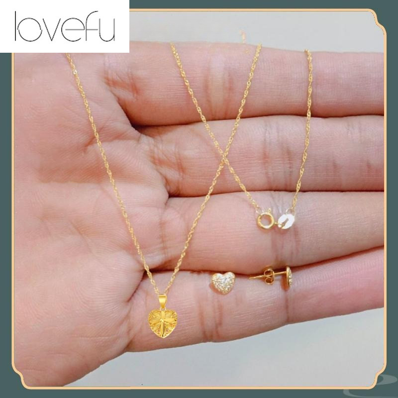 18K Saudi Gold Pawnable Nasasangla 99.99% love Twist Zircon สร้อยคอต่างหูโอปอลสําหรับผู้หญิง 18