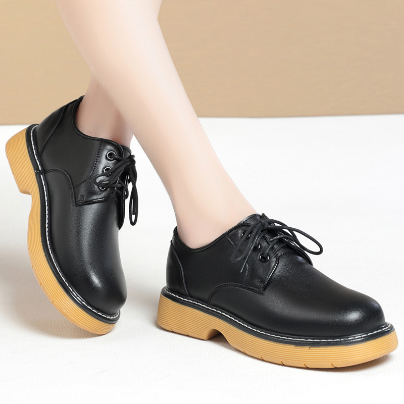 Milan Belle Spring Womens Single Shoes Deep Mouth Womens Leather Shoes Thick-Soled Student Shoes Lac