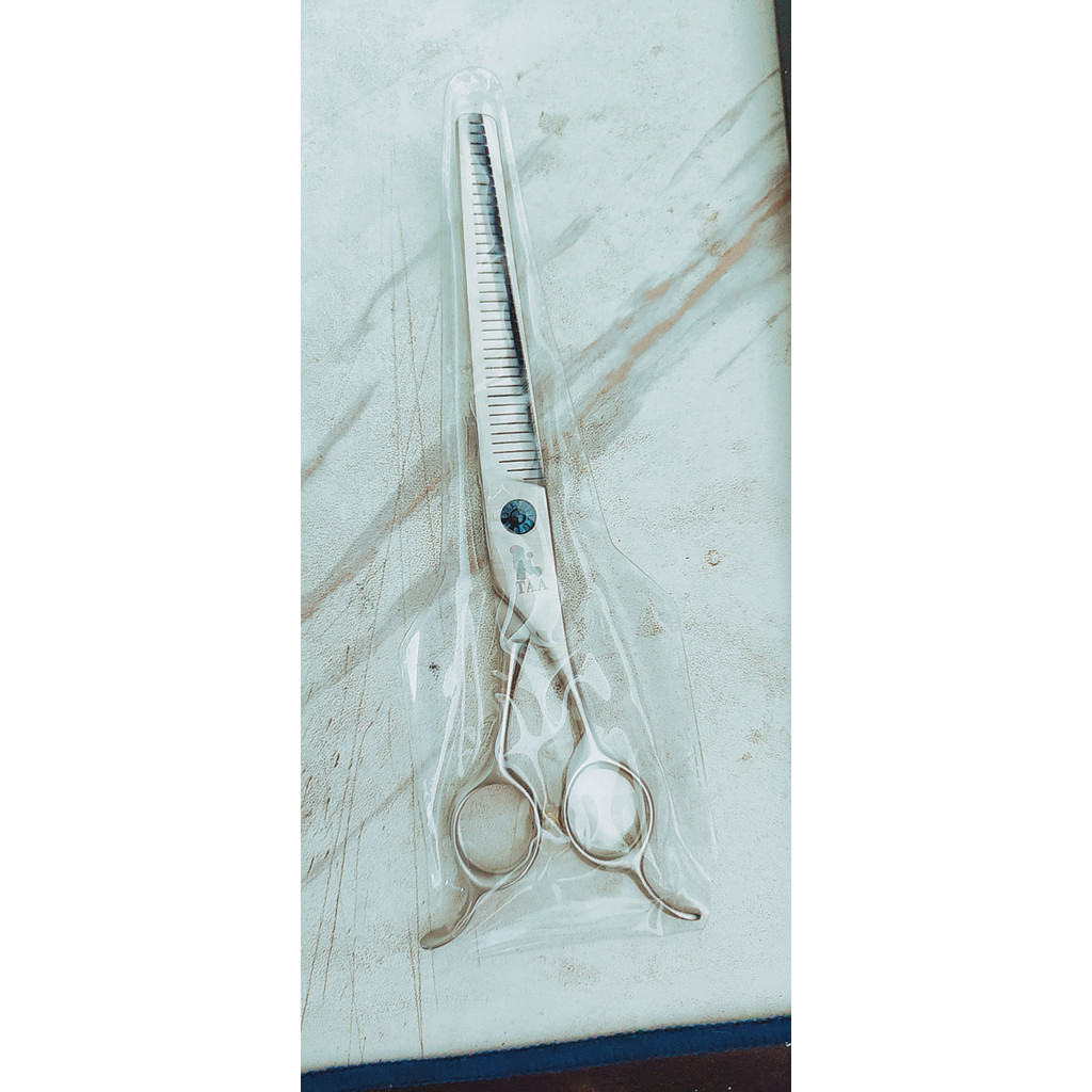 TAA สัตว์เลี้ยงกรูมมิ่ง Magic Clipper ตีกรรไกรบาง 7.0 นิ้ว กรรไกรตัดเย็บ Bend Pompom