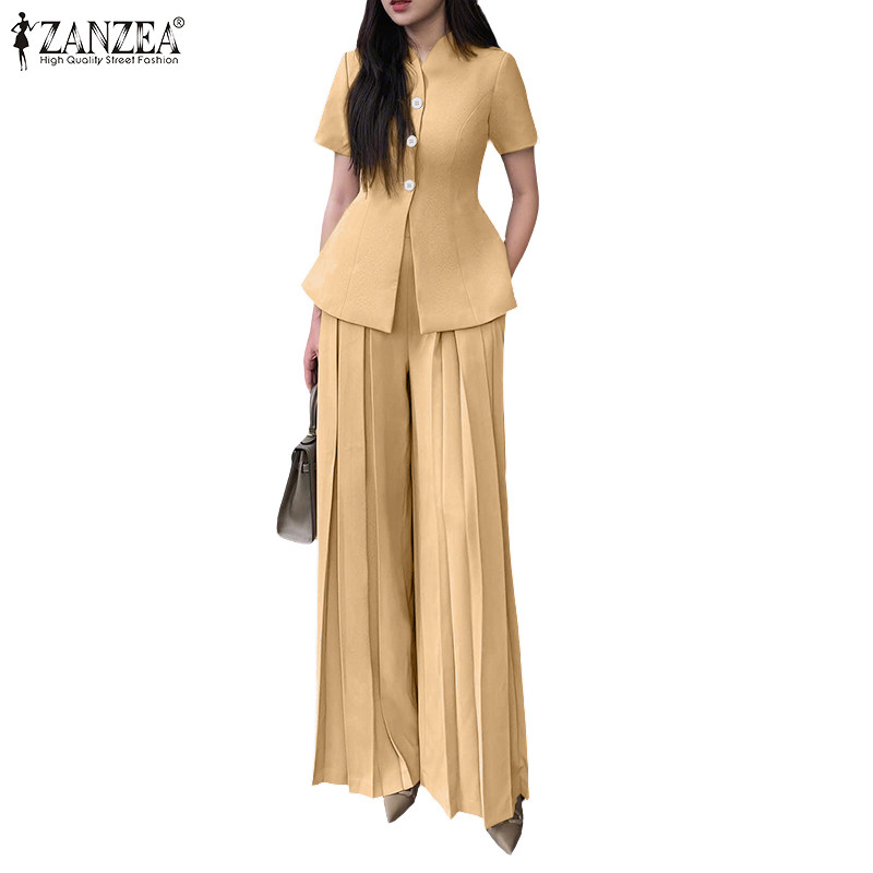 ZANZEA ชุดเดรสแขนสั้นสไตล์เกาหลีสำหรับผู้หญิง ดีไซน์หรูหราและสวมใส่ง่าย