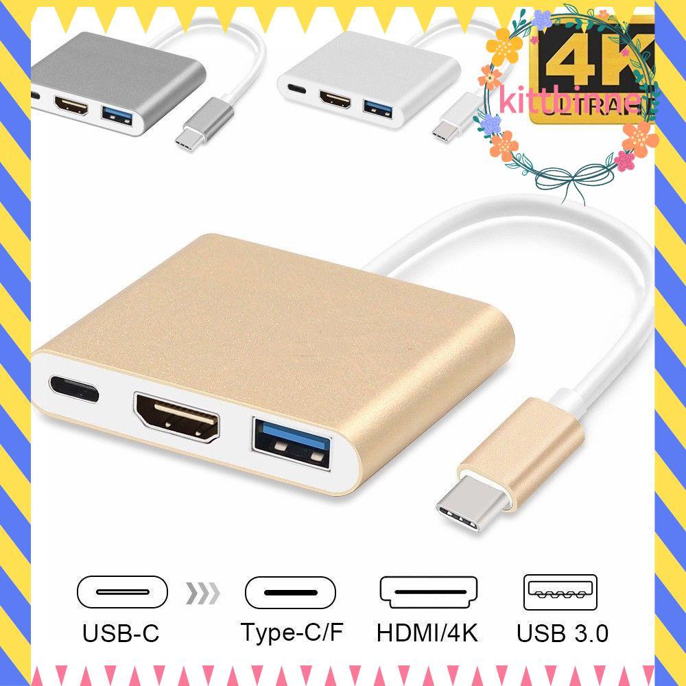 KITTBINNE823 3 in 1 Hub Professional Converter USB-C 4K HDMI สําหรับแล็ปท็อปพีซี