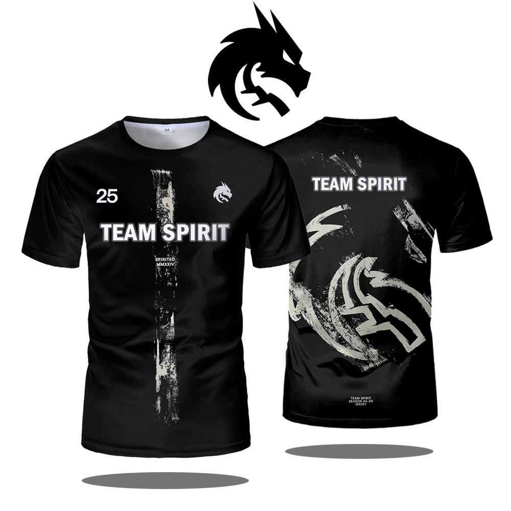 ทีม Spirit 2025 เสื้อใหม่ CS2 Esports เครื่องแบบ Donk เสื้อยืด CSGO เกมเสื้อฝึกซ้อมสําหรับผู้ชาย
