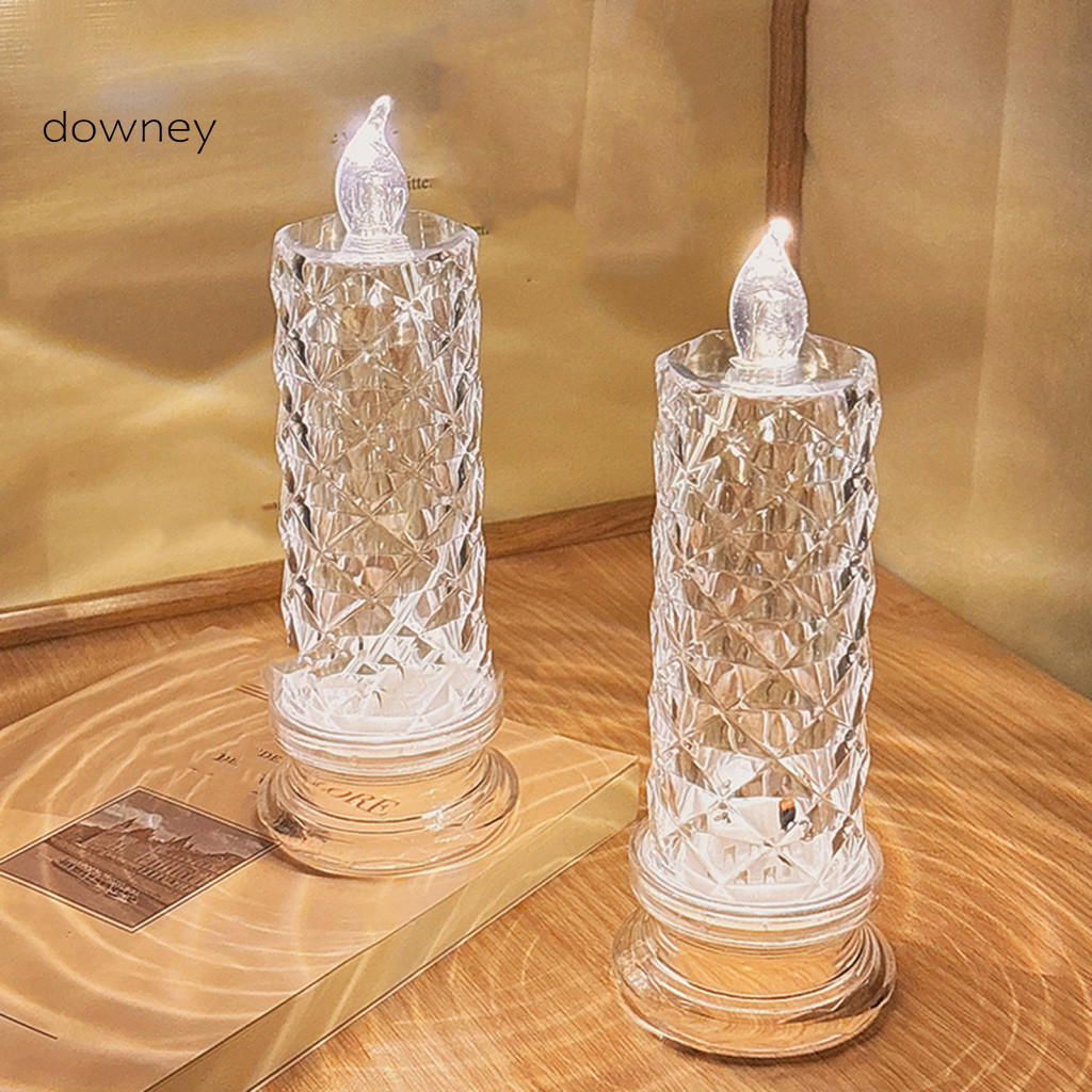 {downey} เทียน LED Flameless เทียน Rose Shadow แสงเทียน LED Rose Shadow ไฟฟ้า Flameless ริบหรี่โคมไฟ