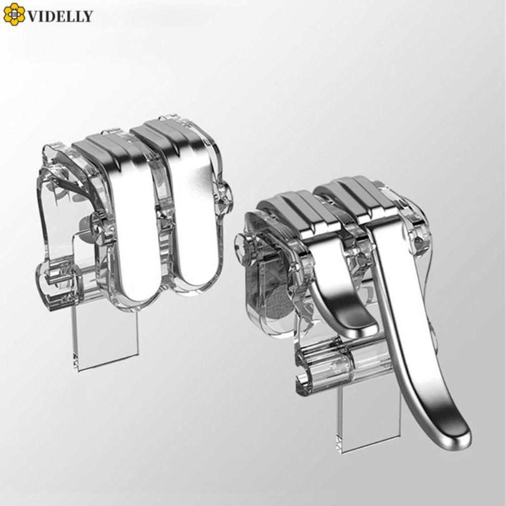 VIDELLY Gamepad Controller สําหรับสมาร์ทโฟนโทรศัพท์ Aim Key Trigger โลหะสําหรับ PUBG Grip Trigger