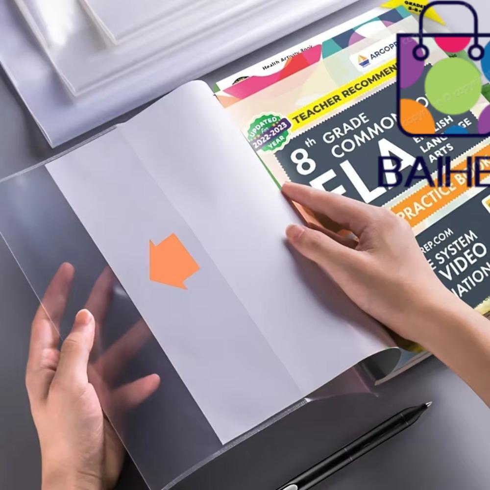 BAIHEE 10 ชิ้นโปร่งใสปกหนังสือ, ทนต่อการสึกหรอ A4/16 พัน/A5 ปกหนังสือพลาสติก, ปิดแบบมีกาวในตัวไฟล์กันน้ําฝาครอบป้องกันหนังสือ