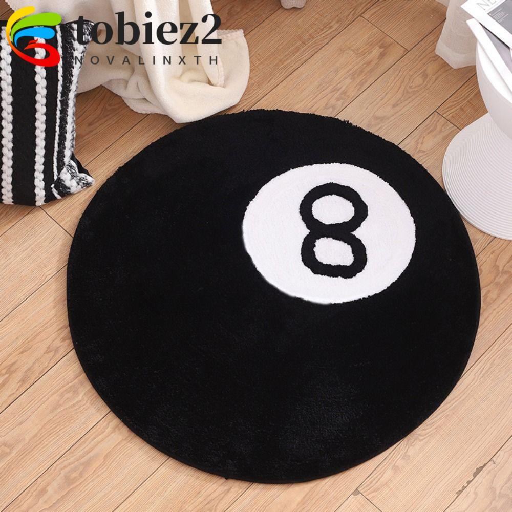TOBIEMI 8 Ball พรม, Anti-slip Plush 8 Ball พรม, Creative Skin Friendly Soft Black 8 Ball Mat Hoom De