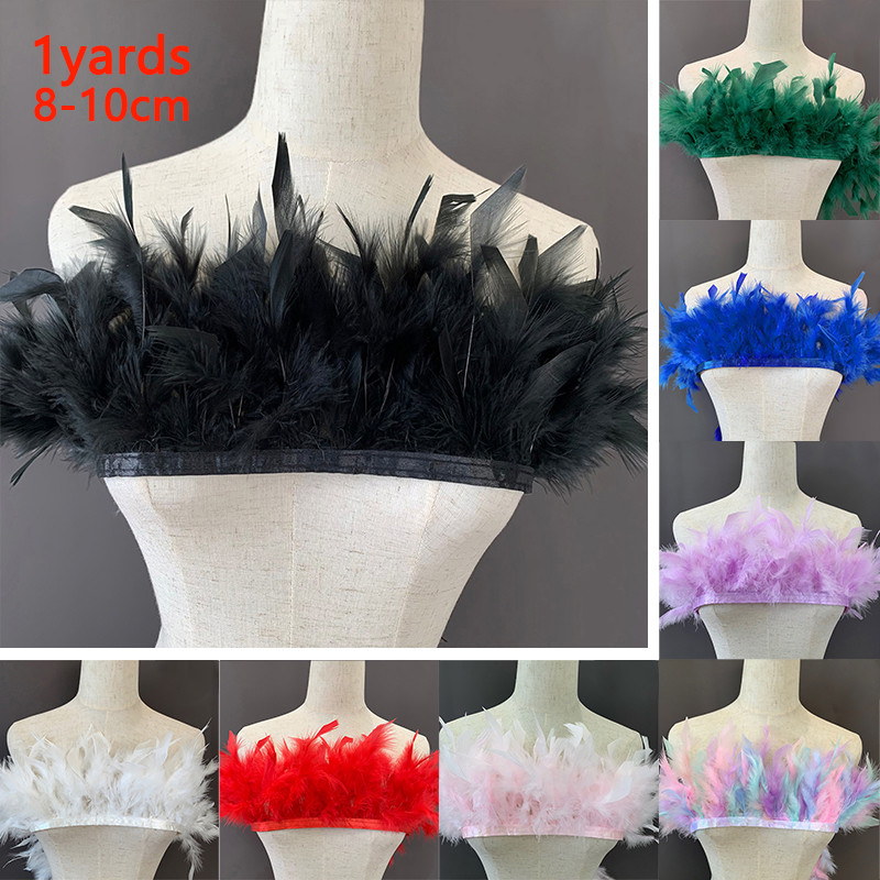 .Ribbon Fringe Strip 8-10 ซม. สำหรับงานหัตถกรรมและตกแต่งเสื้อผ้า 0.91 เมตร พิมพ์ลายหลากสี เช่น สีฟ้า สีดำ และสีขาว