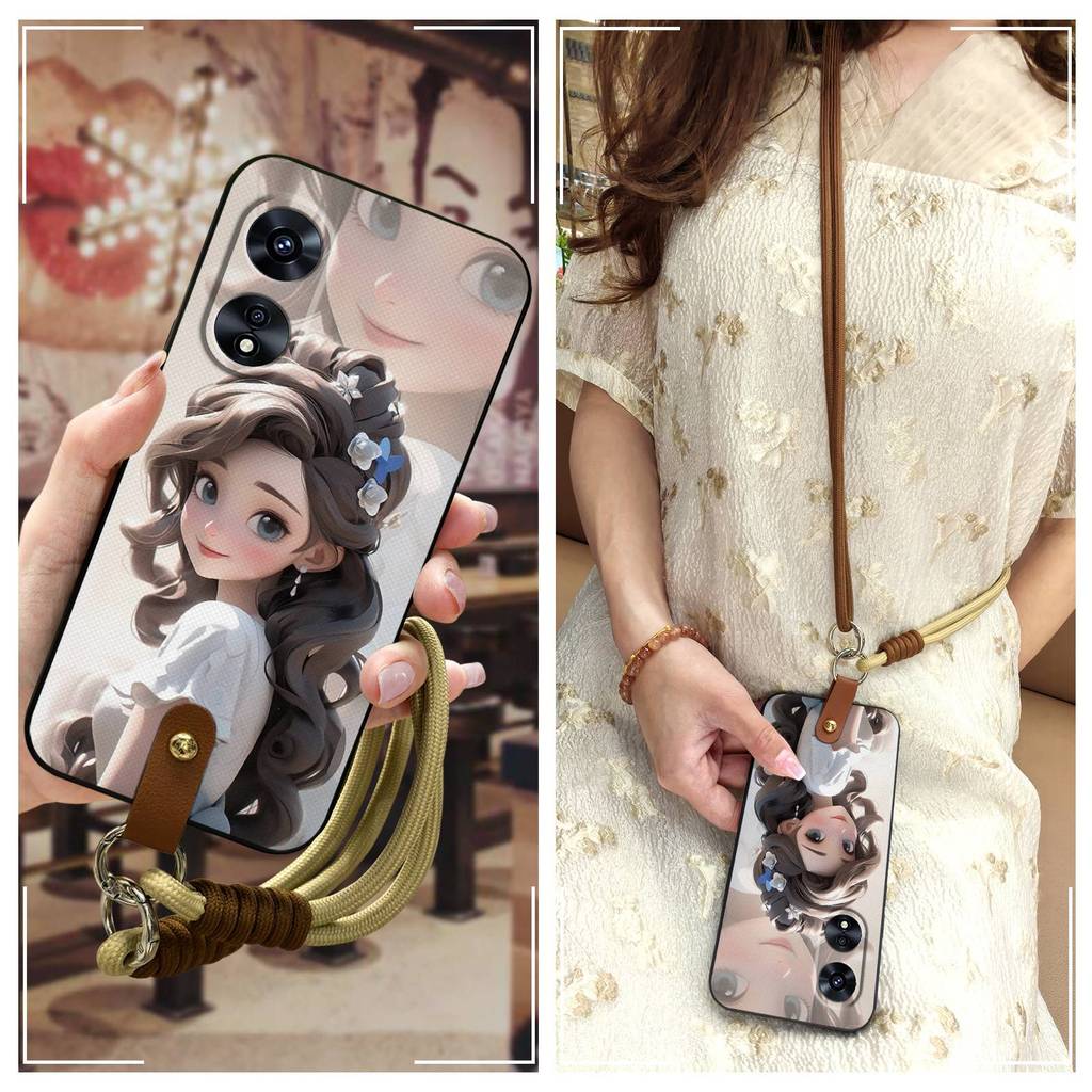 Anti-knock การ์ตูนเคสโทรศัพท์สําหรับ OPPO A97 5G น่ารักซิลิโคนทนทาน Diagonal Crossbody Full wrap Lan