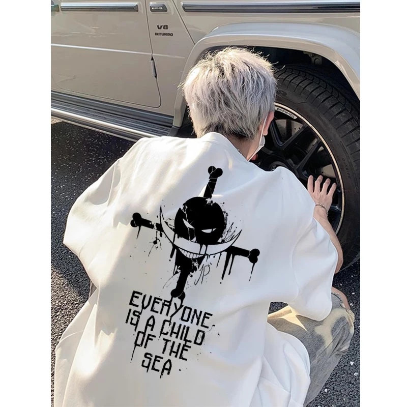 (ผ้าฝ้าย 100%)Luvoro oversize unisex เนื้อผ้านุ่มระบายแขนสั้น  T-shirt สีดำและสีขาว เสื้อยืดทูโทน เสื้อยืดแขนสั้น C900