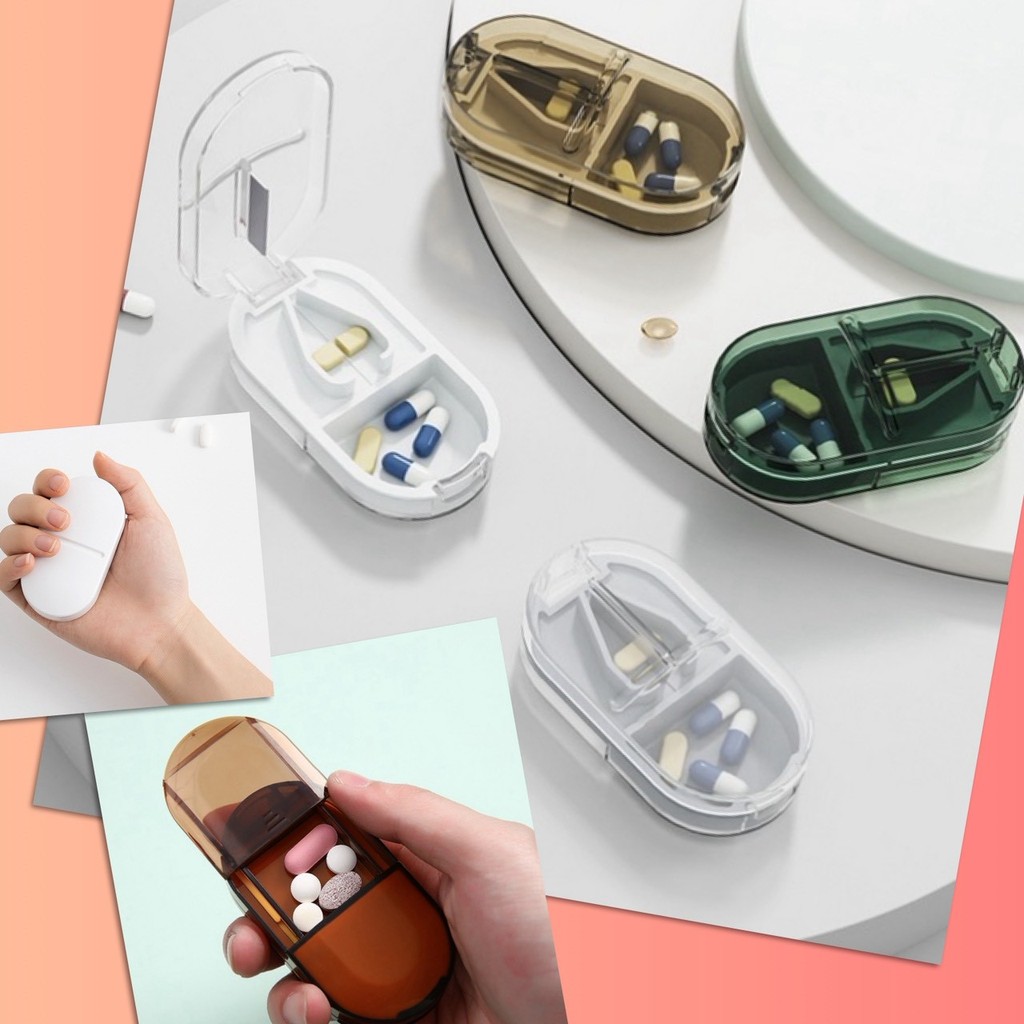 💢 กล่องตัดยา กล่องเก็บยา กล่อง แบ่งยา ตัดเม็ดยา พกพา ตลับยา ใบมีดคม แยกยา Pill Cutter รุ่นอัพเกรด 💢