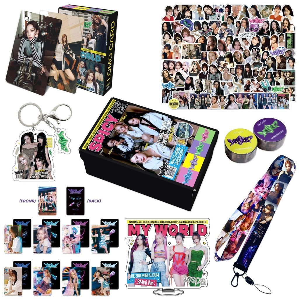 > < Small Card Gift Box Keychain MYWORLD Gift Bag Lanyard Stand Brand New Album Merchandise aespa St