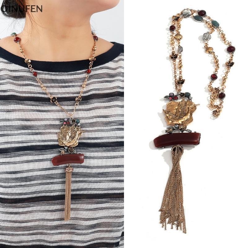 ONU Vintageโบฮีเมียนกขนาดเล็กจี้โซ่โลหะSelออกแบบสร้อยคอผู้หญิงวันหยุดเครื่องประดับเสื้อกันหนาวอุปกรณ