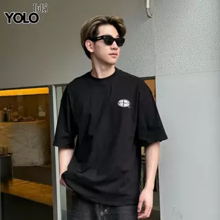 YOLO เสื้อเชิ้ต OVERZISE เสื้อยืดผู้ชาย เสื้อยืดสีพื้น แขนสั้น ใส่ สบาย ไม่ร้อน Y2563