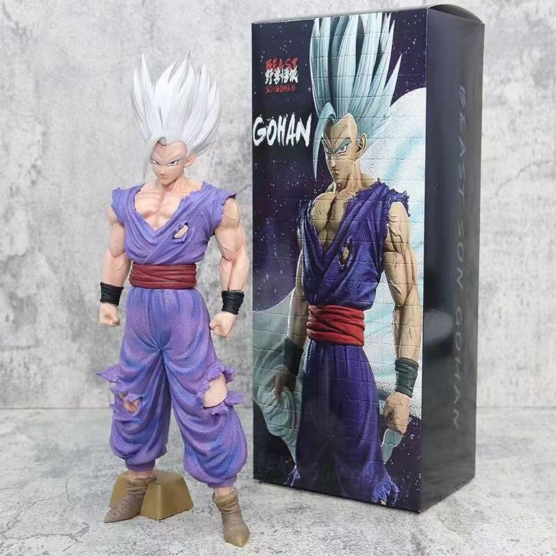 Dragon Ball Superhero White God Gohan Beast Gohan 33CM กล่องสีฟรี Footrest รูปเครื่องประดับ